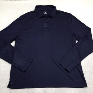 UNTUCKit Damaschino Shirt Men L Navy supima Cotton Long Sleeve Polo Rugby Prep